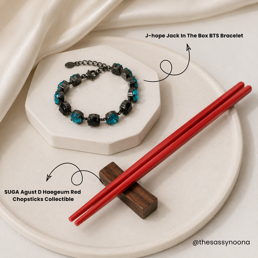 SUGA Haegeum Collectible Bundle – Red Chopsticks & Jack In The Box Bracelet