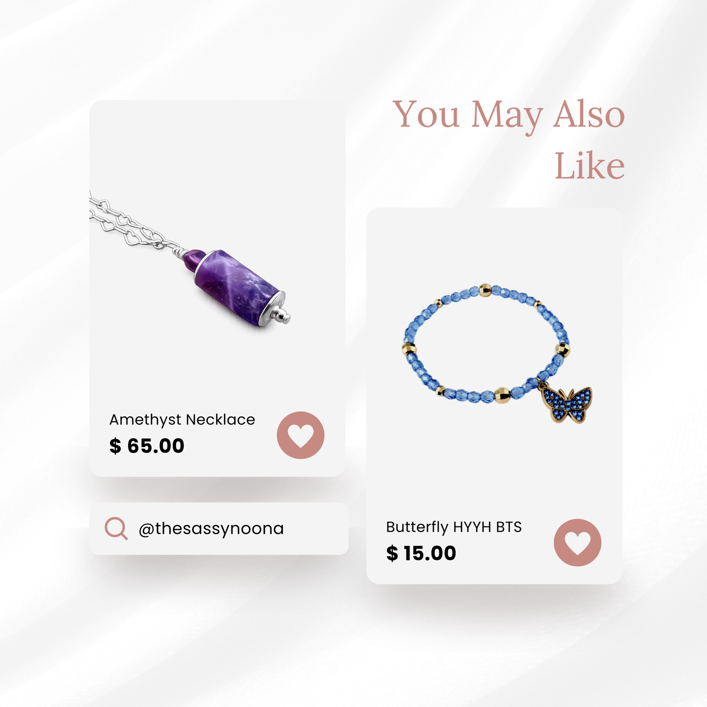 Borahae BTS Jewelry Bundle – Sterling Silver Amethyst Necklace & Heart Bracelet