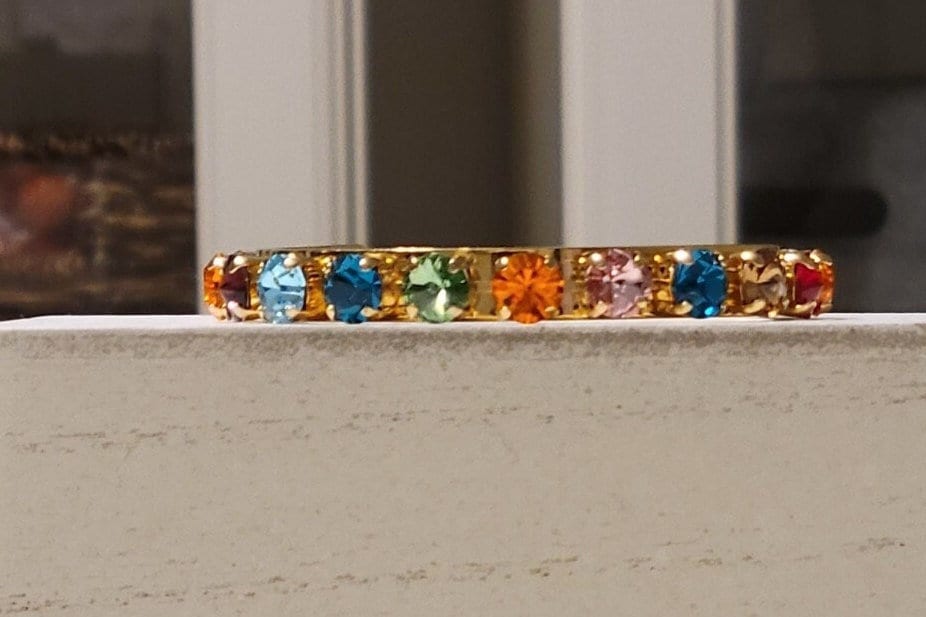 Permission to Dance BTS Rainbow Gemstone Gold Cuff Bracelet K-Pop Gift