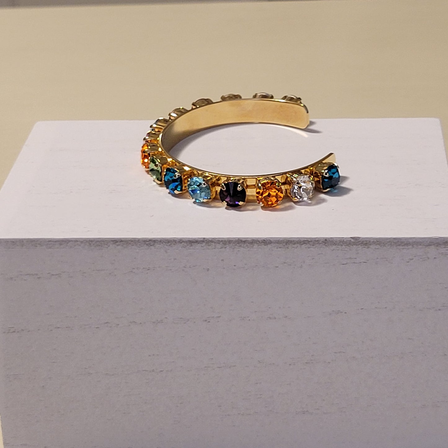 Permission to Dance BTS Rainbow Gemstone Gold Cuff Bracelet K-Pop Gift