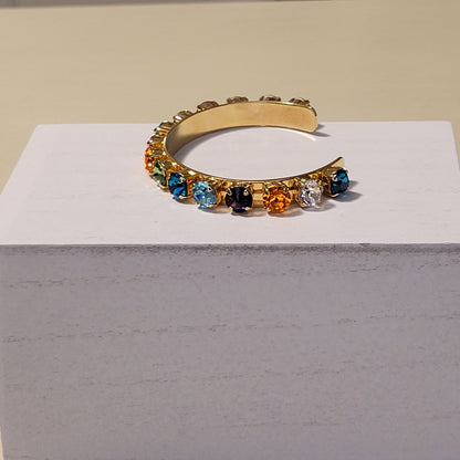 Permission to Dance BTS Rainbow Gemstone Gold Cuff Bracelet K-Pop Gift