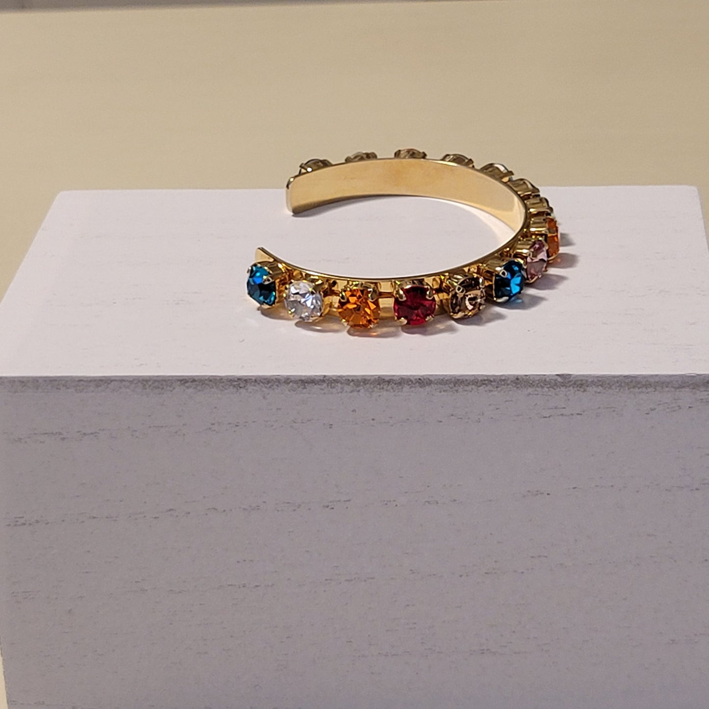 Permission to Dance BTS Rainbow Gemstone Gold Cuff Bracelet K-Pop Gift