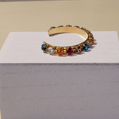 Permission to Dance BTS Rainbow Gemstone Gold Cuff Bracelet K-Pop Gift