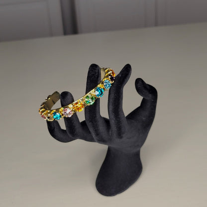 Permission to Dance BTS Rainbow Gemstone Gold Cuff Bracelet K-Pop Gift