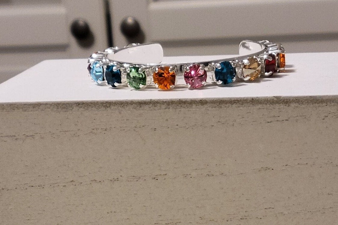 Permission to Dance BTS Crystal Silver Cuff Bracelet K-Pop Gift