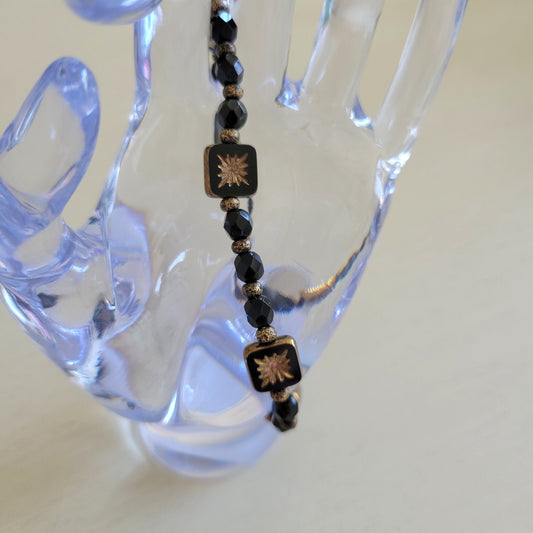 RM Indigo Wild Flower BTS Black Gold Beaded Bracelet K-Pop Gift