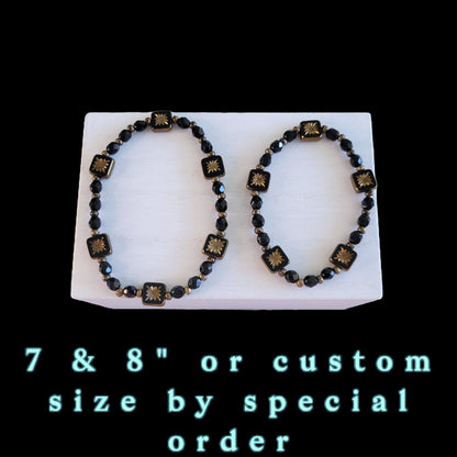 RM Indigo Wild Flower BTS Black Gold Beaded Bracelet K-Pop Gift