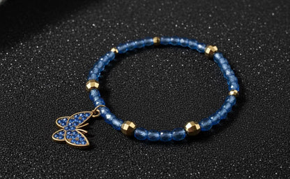 Butterfly HYYH BTS Blue Crystal Bracelet Gold Charm K-Pop Gift