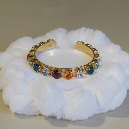 Permission to Dance BTS Rainbow Gemstone Gold Cuff Bracelet K-Pop Gift
