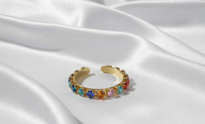 Permission to Dance BTS Rainbow Gemstone Gold Cuff Bracelet K-Pop Gift