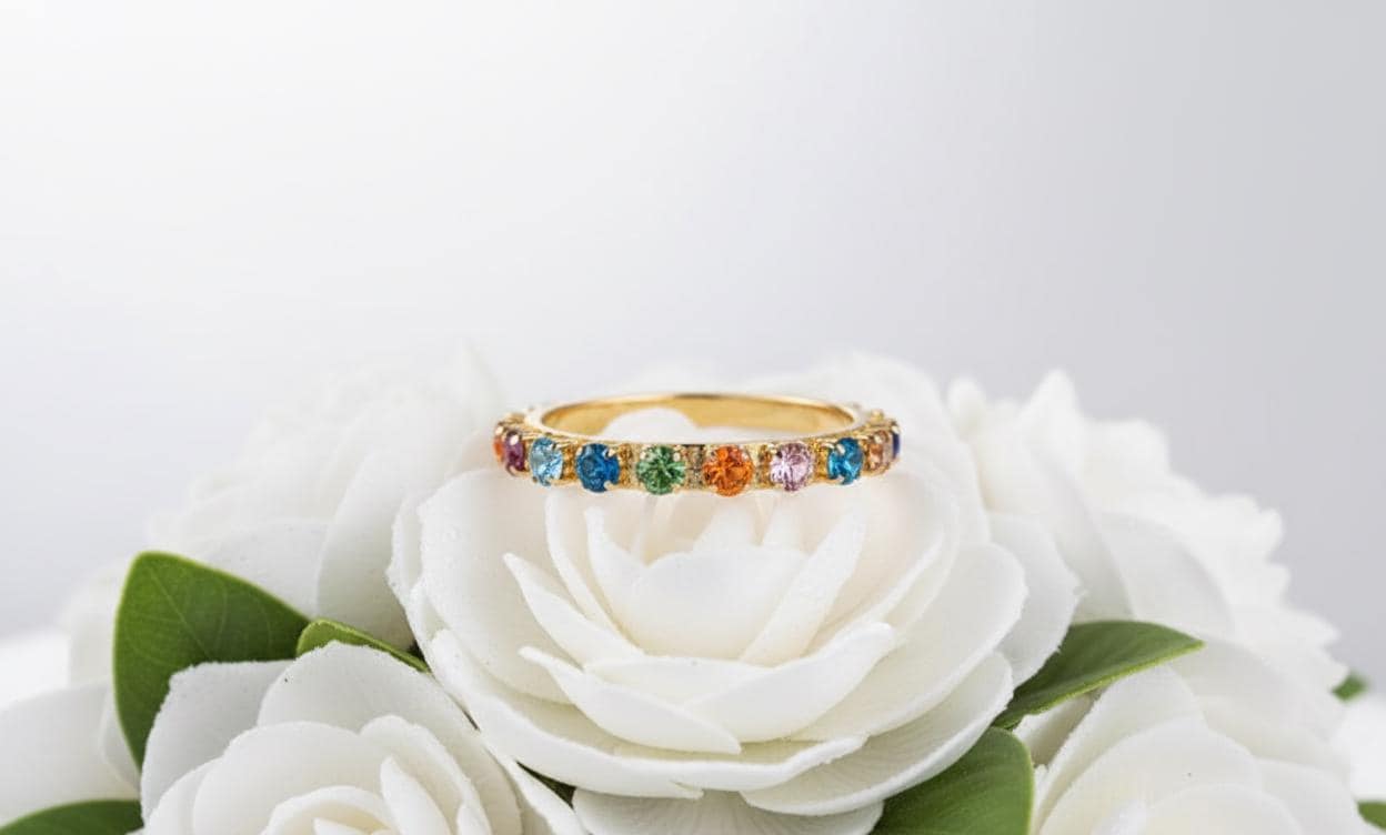 Permission to Dance BTS Rainbow Gemstone Gold Cuff Bracelet K-Pop Gift