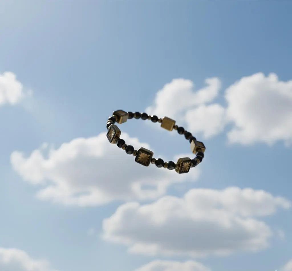 RM Indigo Wild Flower BTS Black Gold Beaded Bracelet K-Pop Gift