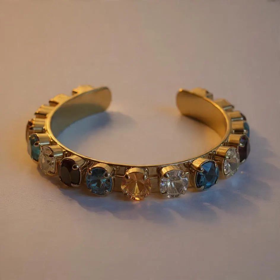 Permission to Dance BTS Rainbow Gemstone Gold Cuff Bracelet K-Pop Gift
