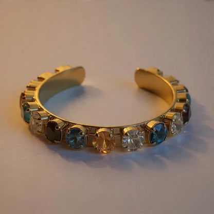 Permission to Dance BTS Rainbow Gemstone Gold Cuff Bracelet K-Pop Gift