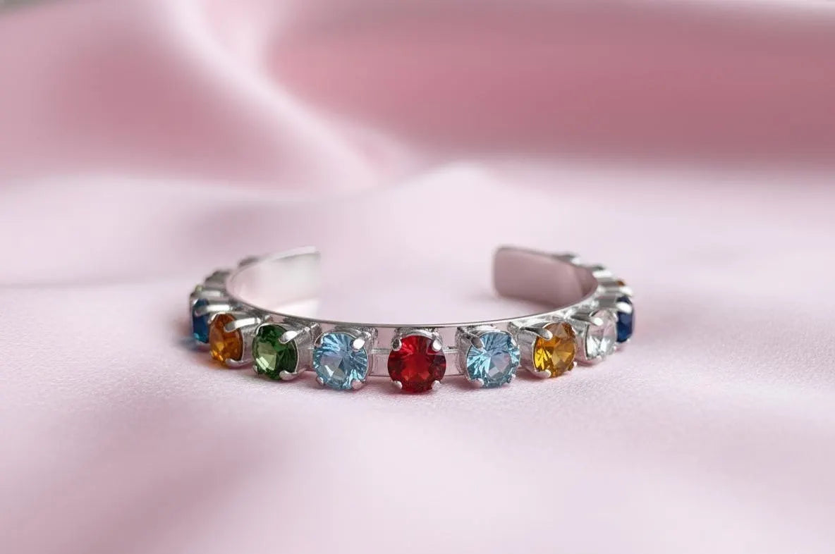 Permission to Dance BTS Crystal Silver Cuff Bracelet K-Pop Gift