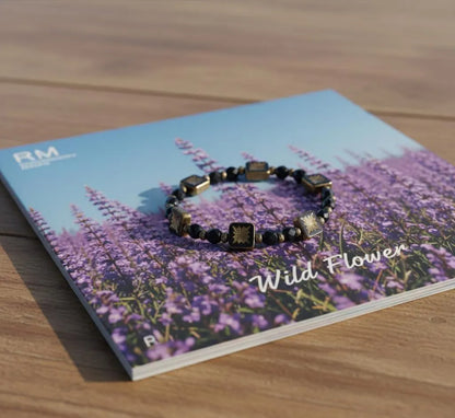 RM Indigo Wild Flower BTS Black Gold Beaded Bracelet K-Pop Gift