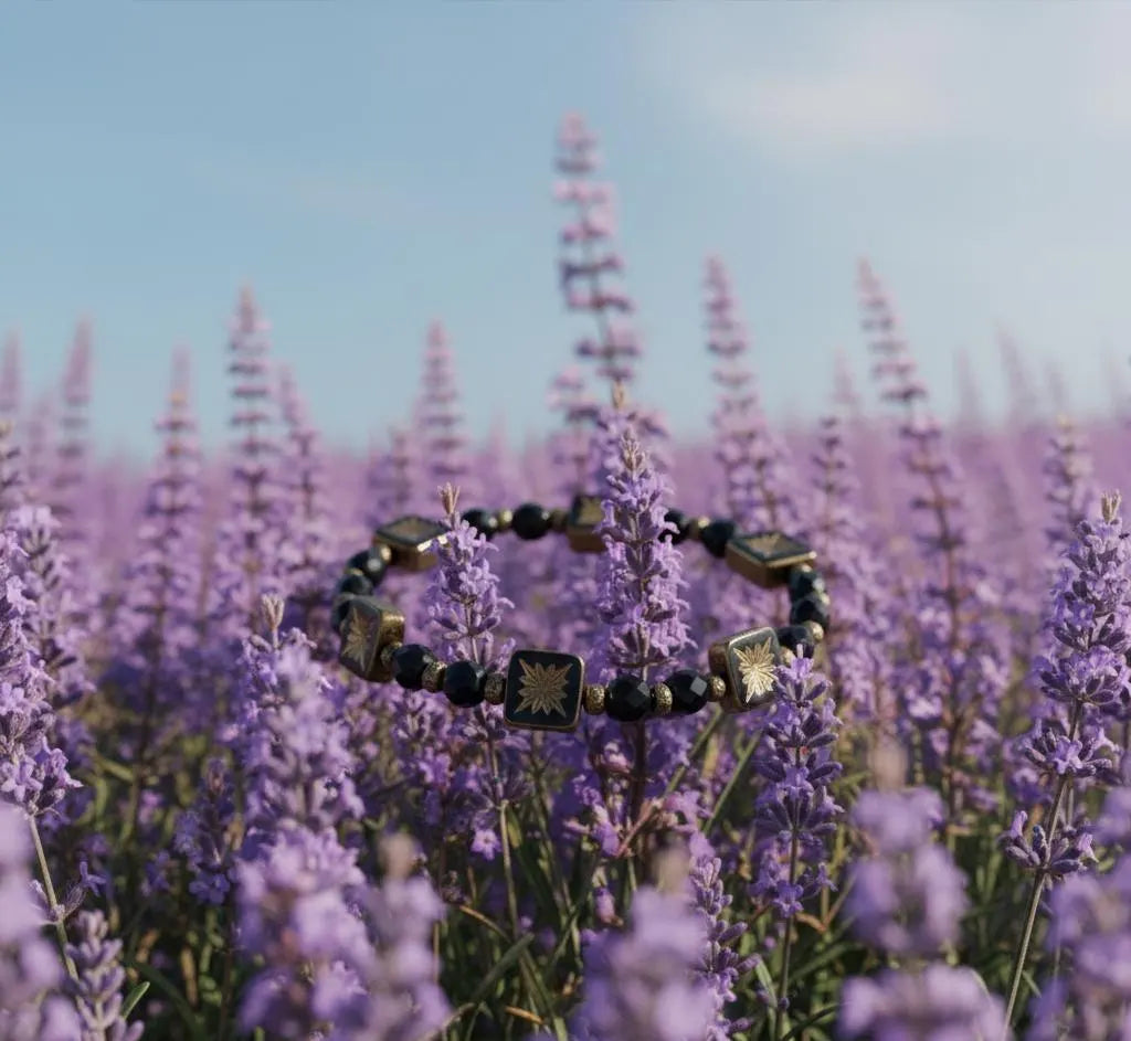 RM Indigo Wild Flower BTS Black Gold Beaded Bracelet K-Pop Gift