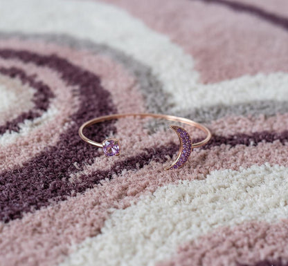Jin Moon BTS Pink Crystal Rose Gold Cuff Bracelet K-Pop Gift