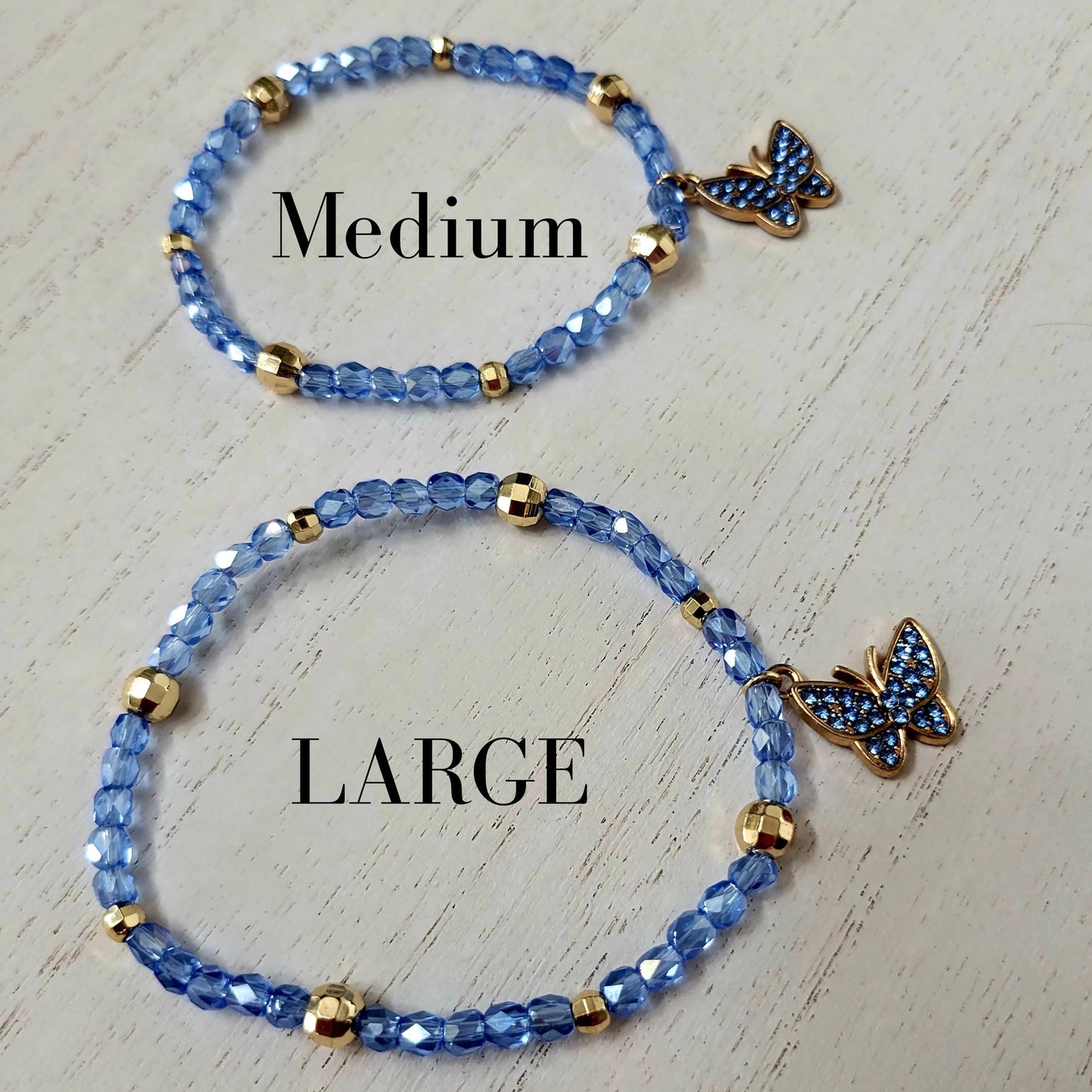 Butterfly HYYH BTS Blue Crystal Bracelet Gold Charm K-Pop Gift