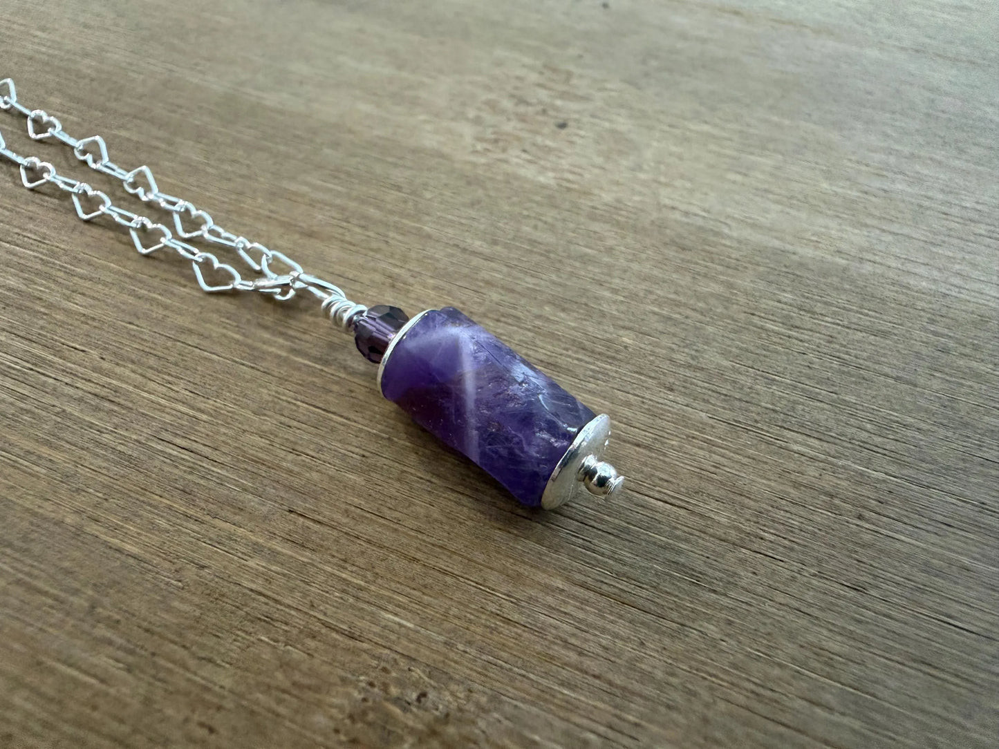 Amethyst Heart Chain Necklace | Sterling Silver, Sophie Baek Inspired, BTS ARMY (Made-to-Order)