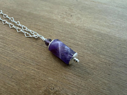 Amethyst Heart Chain Necklace | Sterling Silver, Sophie Baek Inspired, BTS ARMY (Made-to-Order)