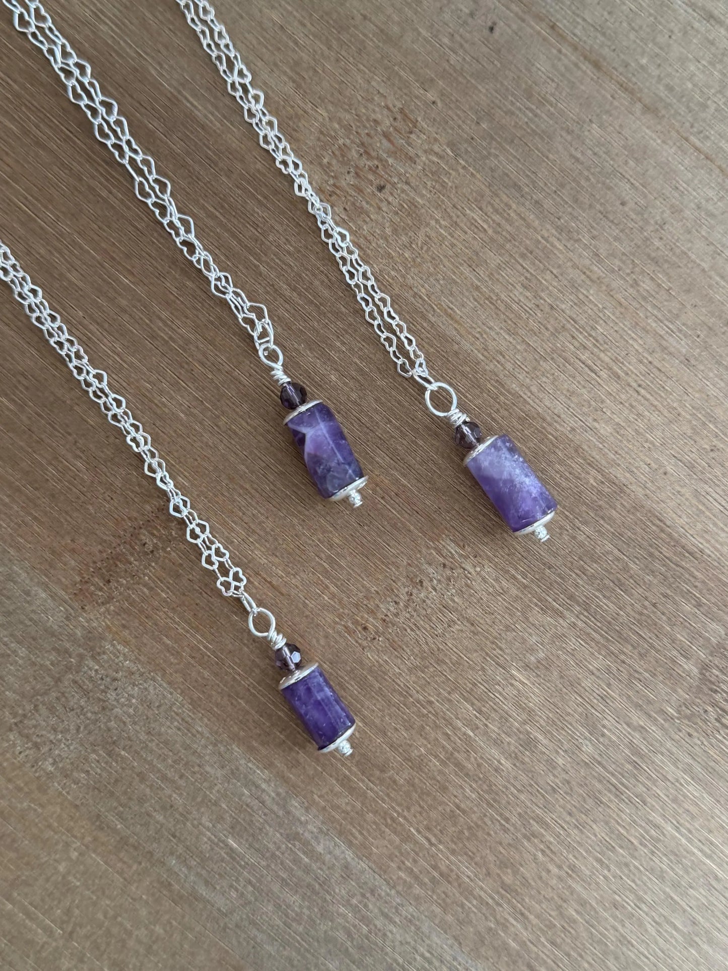 Amethyst Heart Chain Necklace | Sterling Silver, Sophie Baek Inspired, BTS ARMY (Made-to-Order)