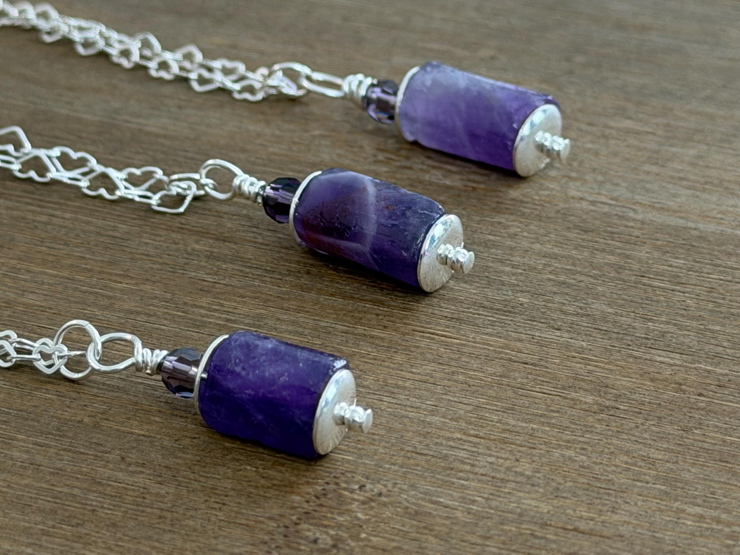 Amethyst Heart Chain Necklace | Sterling Silver, Sophie Baek Inspired, BTS ARMY (Made-to-Order)