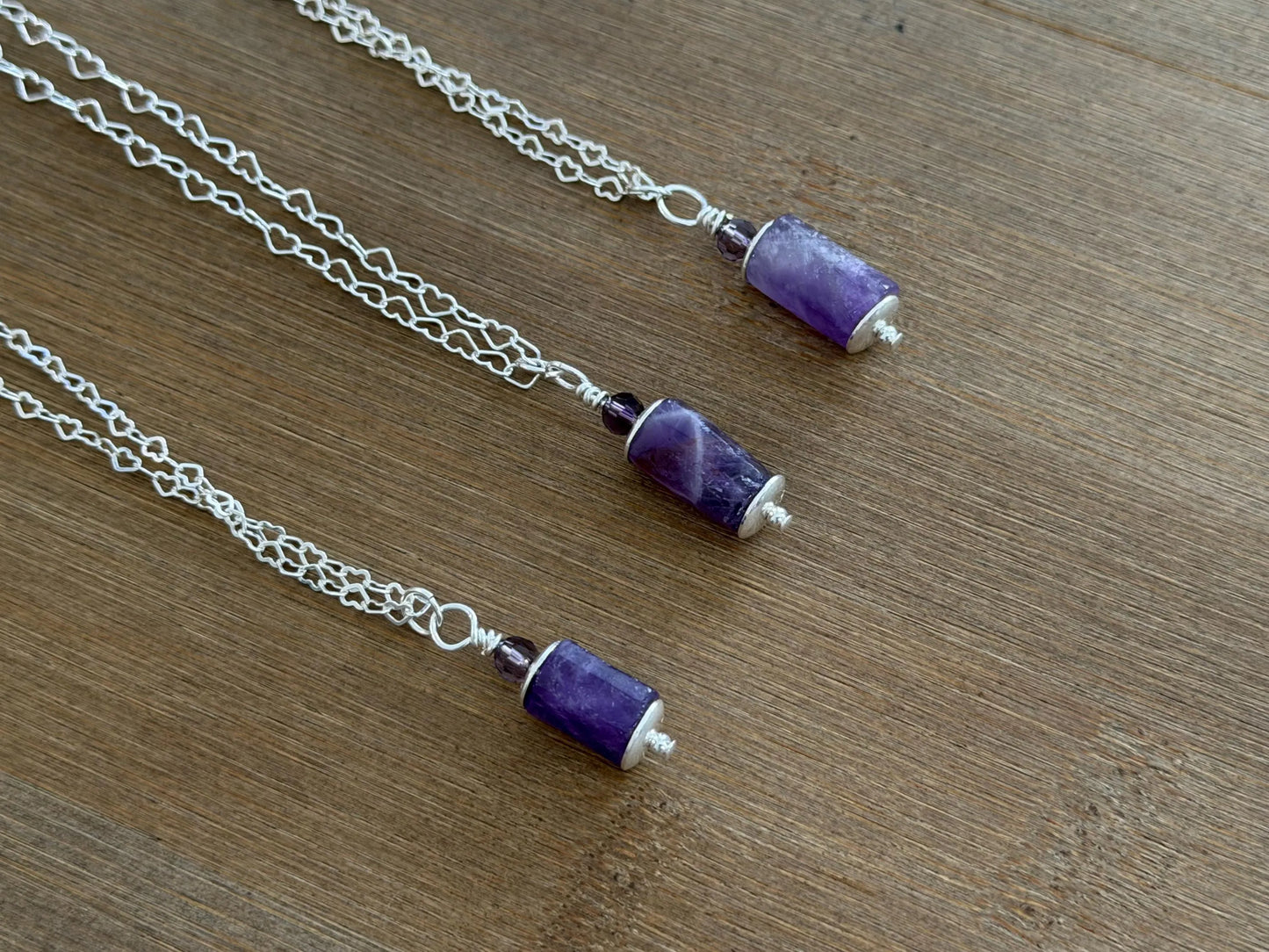 Amethyst Heart Chain Necklace | Sterling Silver, Sophie Baek Inspired, BTS ARMY (Made-to-Order)