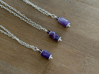 Amethyst Heart Chain Necklace | Sterling Silver, Sophie Baek Inspired, BTS ARMY (Made-to-Order)