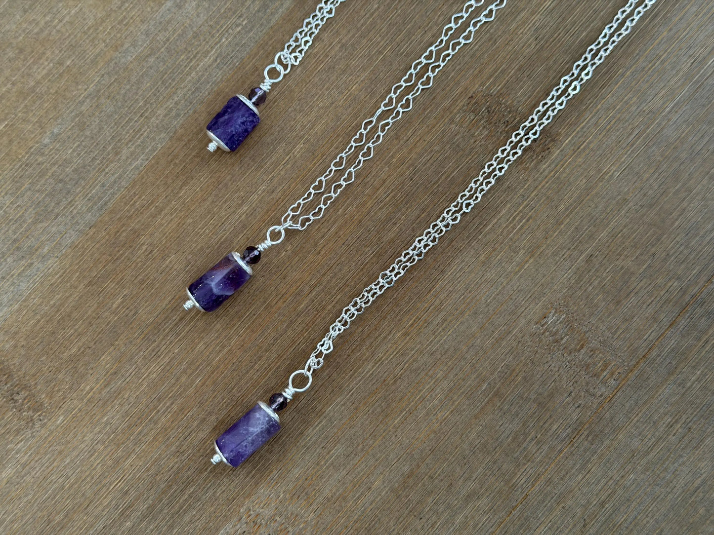 Amethyst Heart Chain Necklace | Sterling Silver, Sophie Baek Inspired, BTS ARMY (Made-to-Order)
