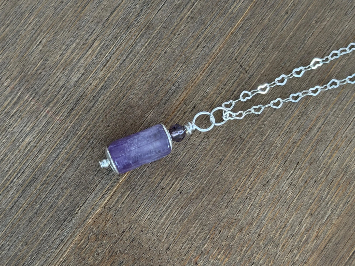 Amethyst Heart Chain Necklace | Sterling Silver, Sophie Baek Inspired, BTS ARMY (Made-to-Order)