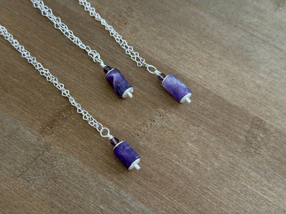 Amethyst Heart Chain Necklace | Sterling Silver, Sophie Baek Inspired, BTS ARMY (Made-to-Order)