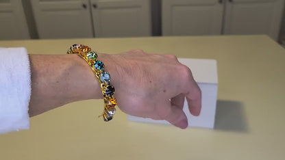 Permission to Dance BTS Rainbow Gemstone Gold Cuff Bracelet K-Pop Gift
