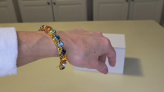Permission to Dance BTS Rainbow Gemstone Gold Cuff Bracelet K-Pop Gift