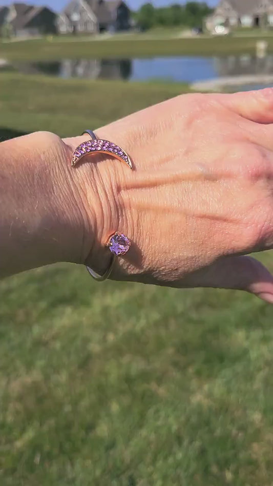 Jin Moon BTS Pink Crystal Rose Gold Cuff Bracelet K-Pop Gift